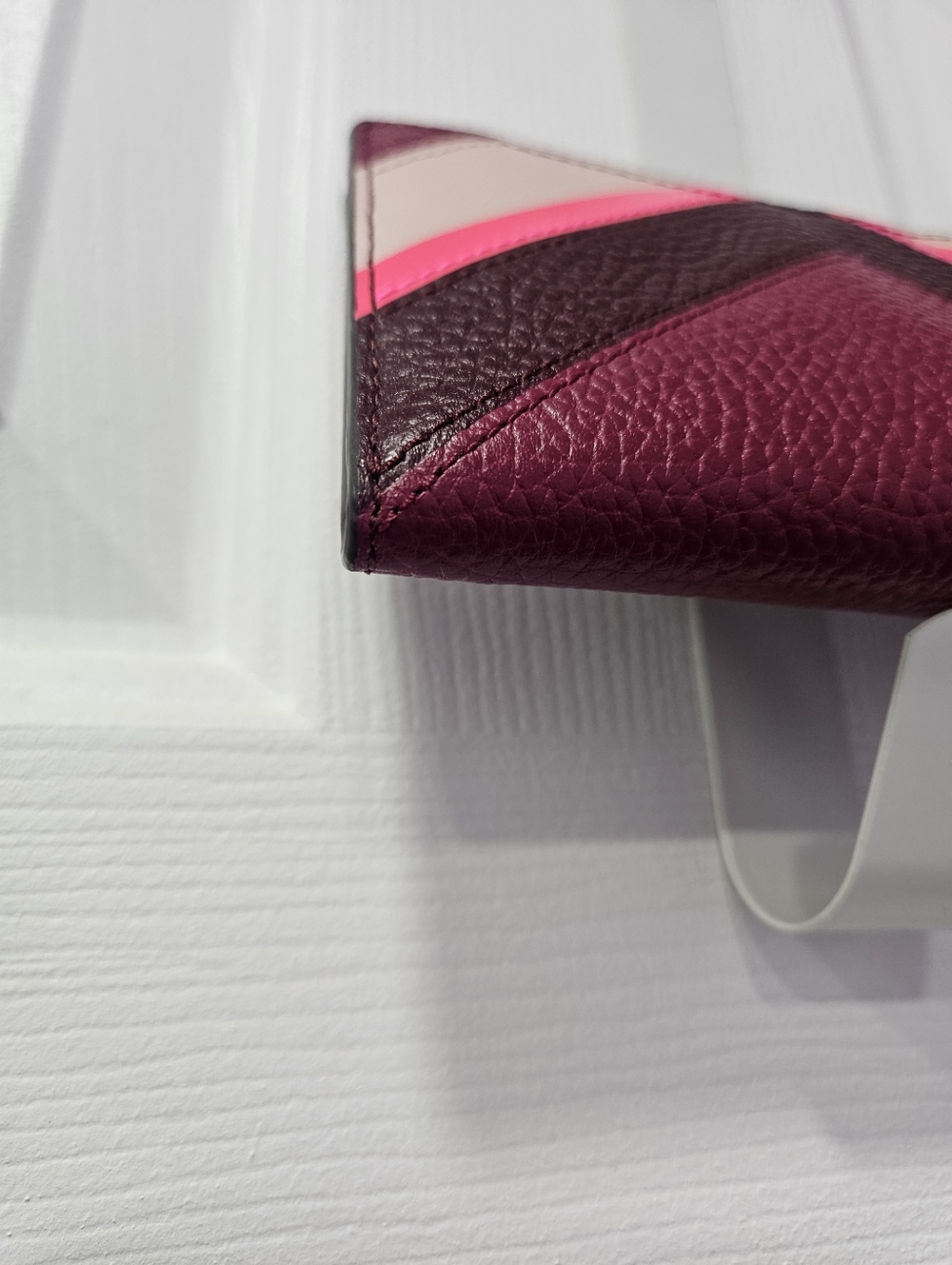 kate spade Chevron Leather Crossbody Bag & Card Case in Burgundy, Pink, Cream - Picture 14 of 15